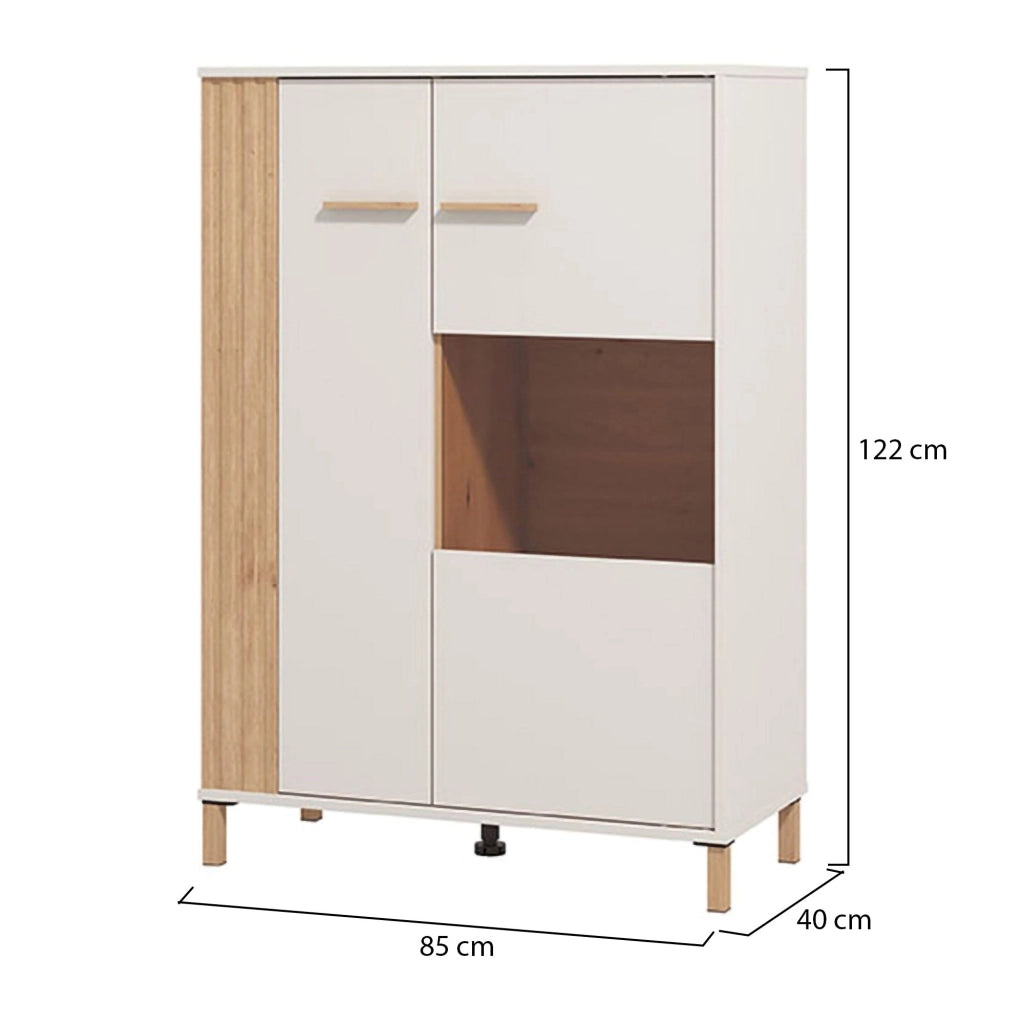 Mobile Espositore Orune, Vetrina 4 Ripiani, 85x40x122h cm Marrone Rovere Nodi