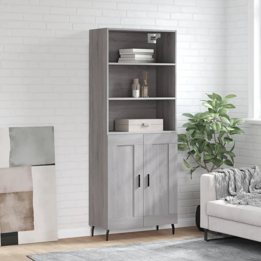 Credenza Grigio Sonoma 69,5x34x180 cm in Legno Multistrato 3189979