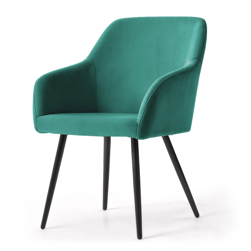 Set di 4 Sedie in velluto liscio ESTELLE Verde Bottiglia gambe nere