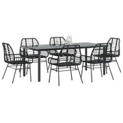 vidaXL Set Pranzo da Giardino 7 pz Nero Polyrattan Vetro