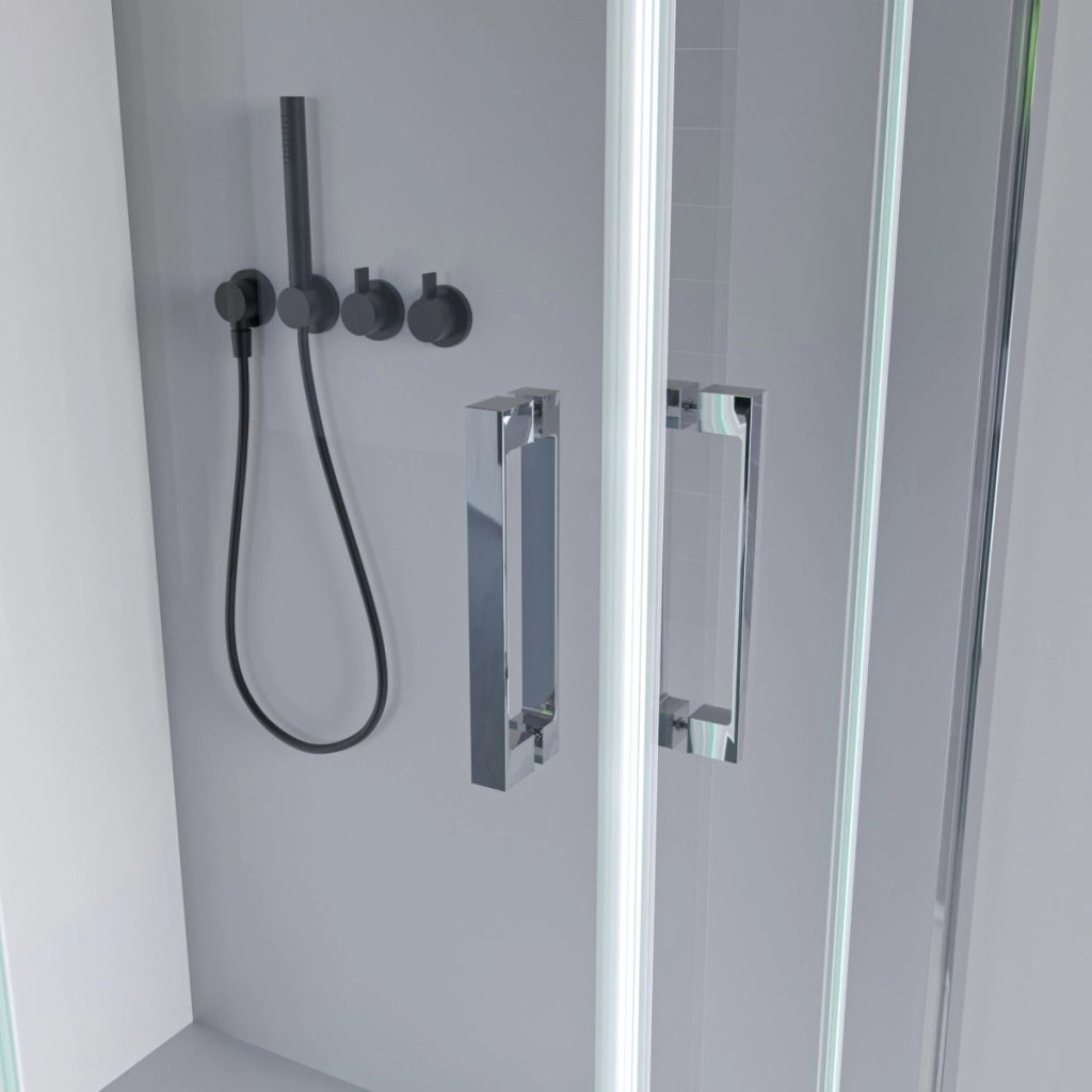 Box doccia 2 lati a soffietto trasparente senza profili 6mm h195 anticalcare rea, misura 65x100