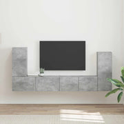Set mobile TV 4 pcs Grigio cemento Legno multistrato