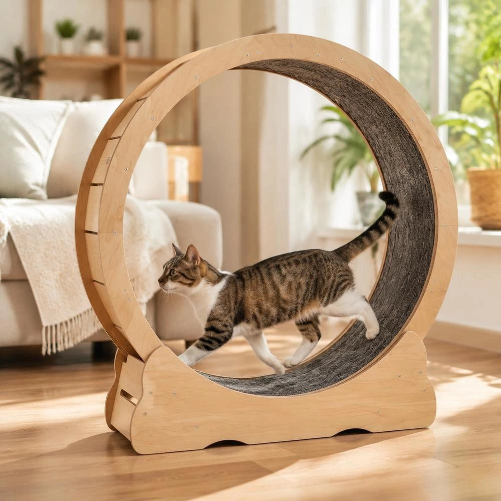 Cat Exercise Wheel, Large Cat Treadmill For House Cats, 91 Cm Cat Exercise Wheel With Removable Carpet And Cat Wand For Running/walking/training, Suitable For Most Cats Up To 6 Kg