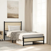 vidaXL Giroletto senza Materaso in Metallo Rovere Sonoma 80x200 cm