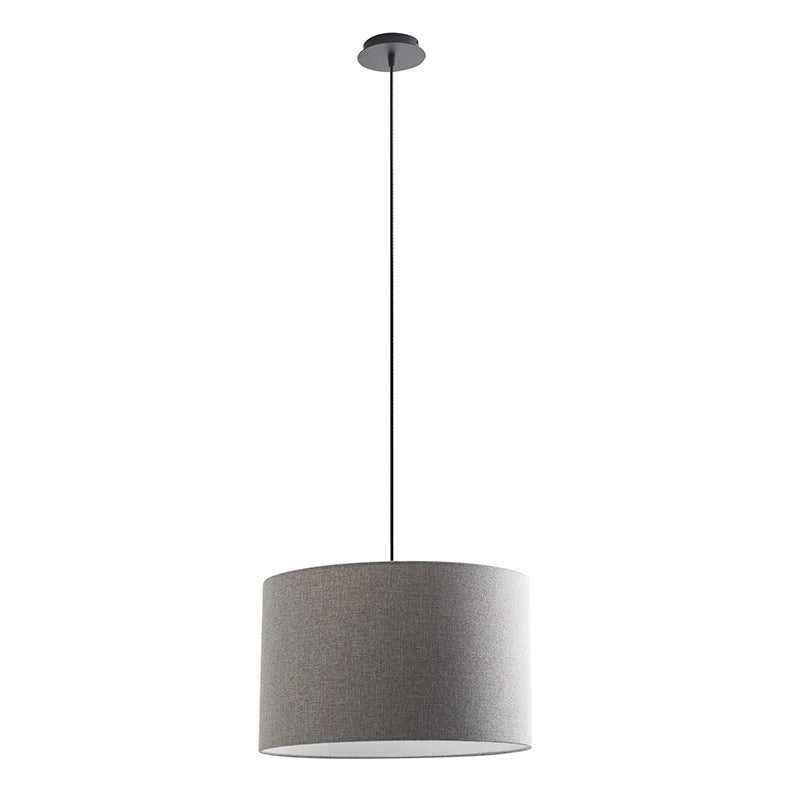 Lampada a Sospensione Vivien Rossini Group con Paralume Cilindrico Grigio - Struttura in Metallo Nero - Attacco E27, Potenza 75W, IP20