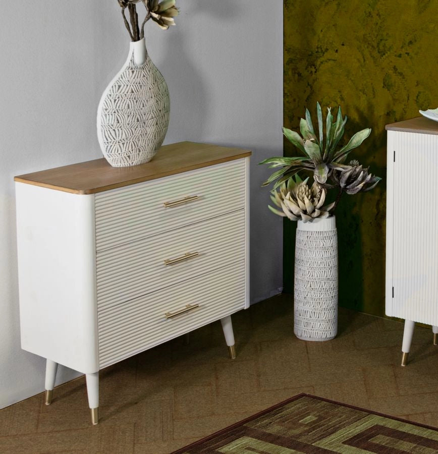 Comò Matera 78x80x37 cm in Legno MDF e Ferro Bianco/Marrone