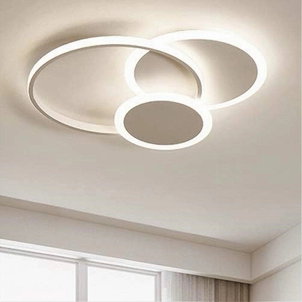 Trade Shop - Plafoniera Luce Naturale Led Cerchi 38w Lampadario Soffitto Bianco Moderno 50019 -