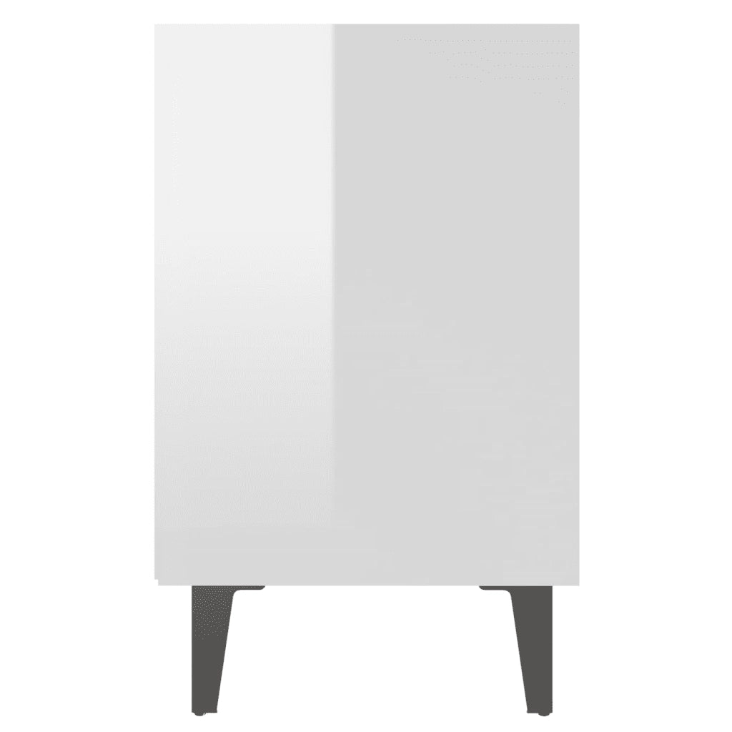 Set di 2 Comodini | Armadio da Notte | Mobiletto da notte con Gambe in Metallo Bianco Lucido 40x30x50 cm