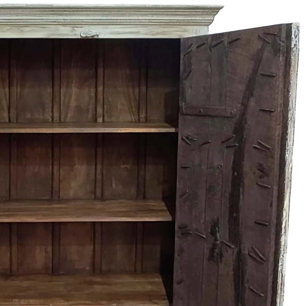 Armadio in legno con finitura artigianale marrone, 120x46x170h cm