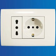 Trade Shop - Placca Placchetta 2 Posti Completa Presa Bipasso Presa Shuko Incasso 503 -