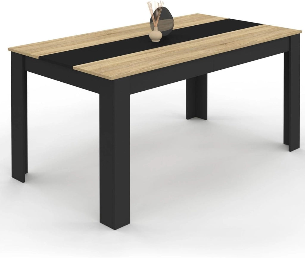Tavolo da pranzo rettangolare GEORGIA per 8 persone in simil-faggio e nero 160 x 90 cm
