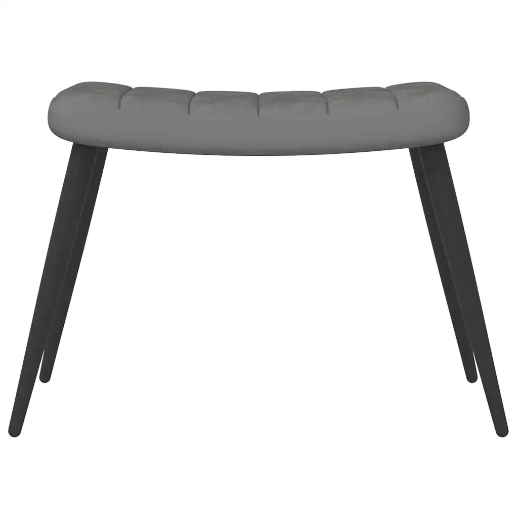 Divano Sedia-Poltrona Relax con Sgabello Grigio Scuro in Velluto