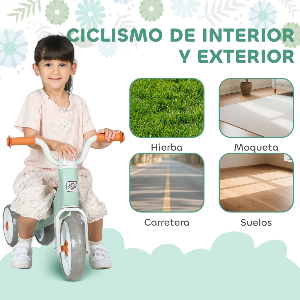 Bicicletta senza Pedali per Bambini 12-36 Mesi ¨C zephmum ¨C Verde con Ruote Silenziose