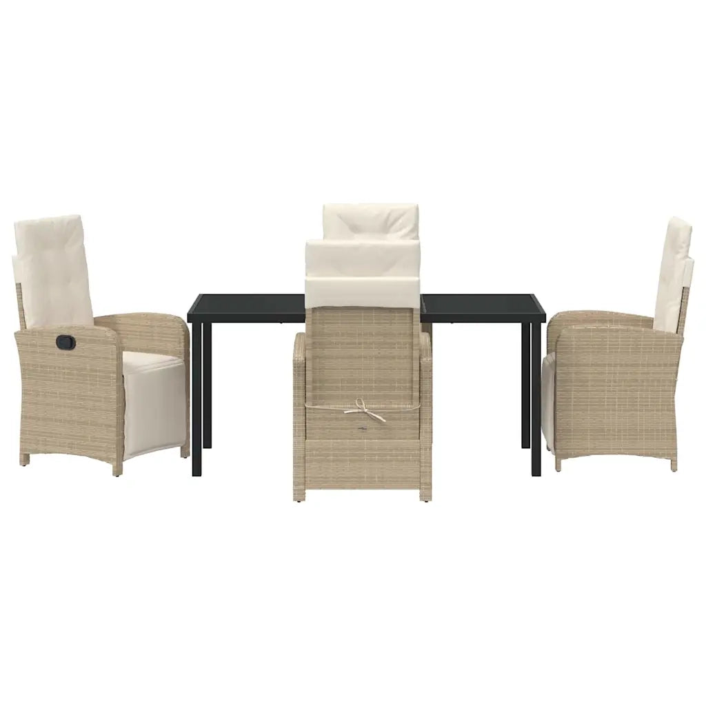 Set da Pranzo per Giardino con cuscino 5 pcs Beige polyrattan 3380333
