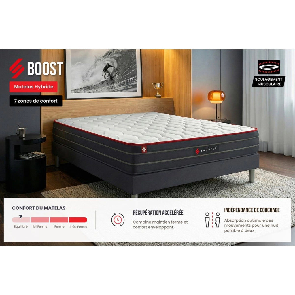 140x190 cm Materasso a molle insacchettate e memory foam - Boost