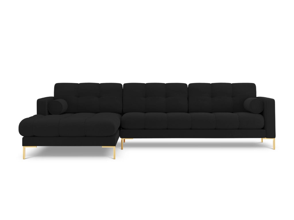 Cosmopolitan Design - Divano angolare sinistro "Bali" 5 posti in tessuto strutturato nero 
