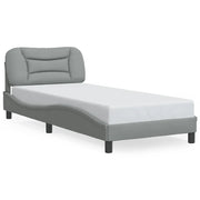 Letto singolo | Letto per adulti | Giroletto senza Materasso Hvar Grigio Chiaro 90x190 cm Tessuto