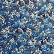 Stoffa in cotone per metro, 100 x 145 cm, 100% cotone, design bronzo, stampa fiori, tende decorative da cucire, cucire, ricamo, tende, finiture (blu - onde)