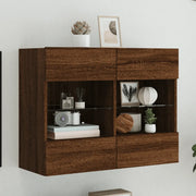 Mobile TV a Parete con Luci LED Rovere Marrone 78,5x30x60,5 cmcod mxl 110114