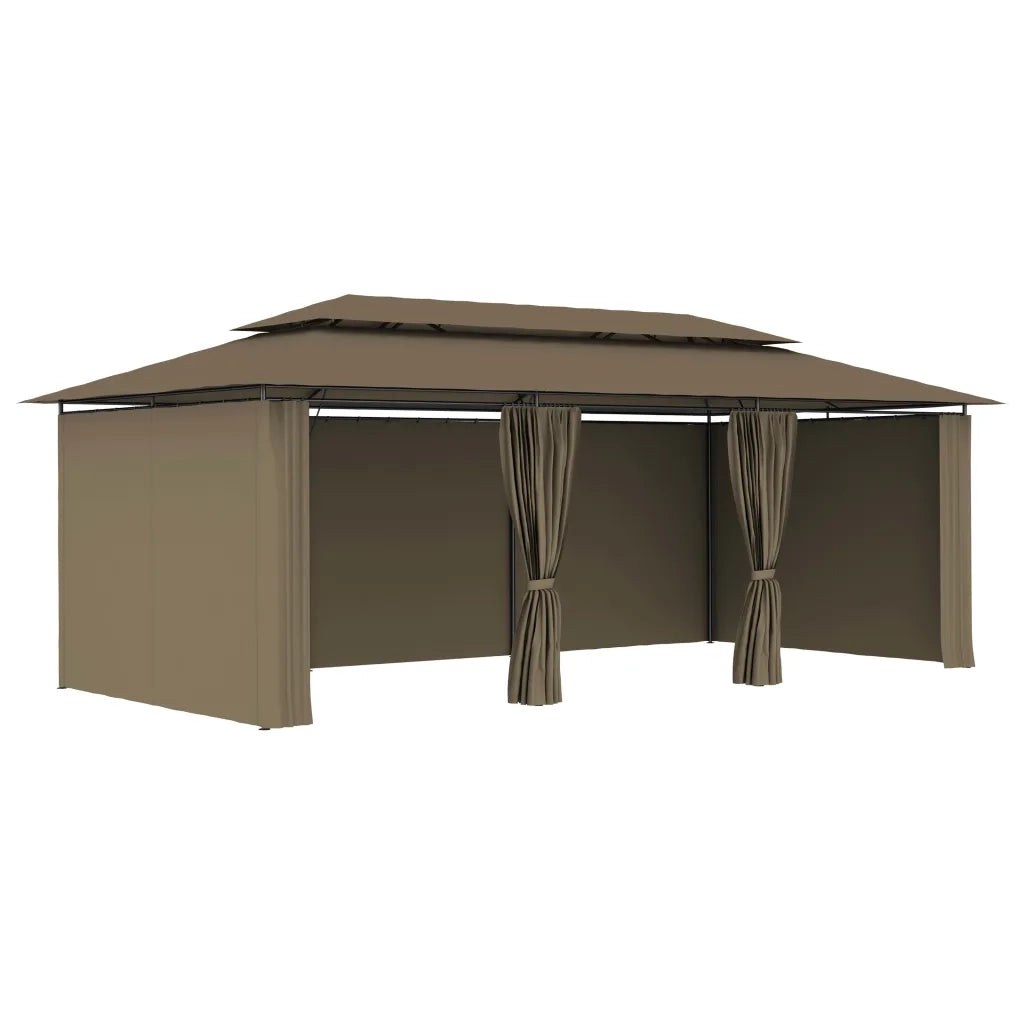 Gazebo con Tende 600x298x270 cm Grigio Talpa 180 g/mÂ²