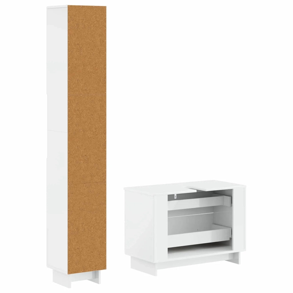 Set di Armadi da Bagno da 2 Pezzi EDE Bianco Lucido 3417499