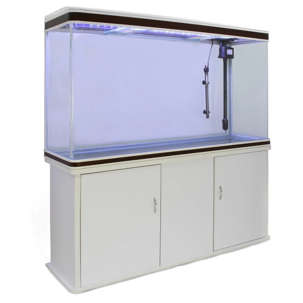 Acquario per Pesci Acqua Dolce, Salata e Tropicali 300 Litri con Armadio Bianco