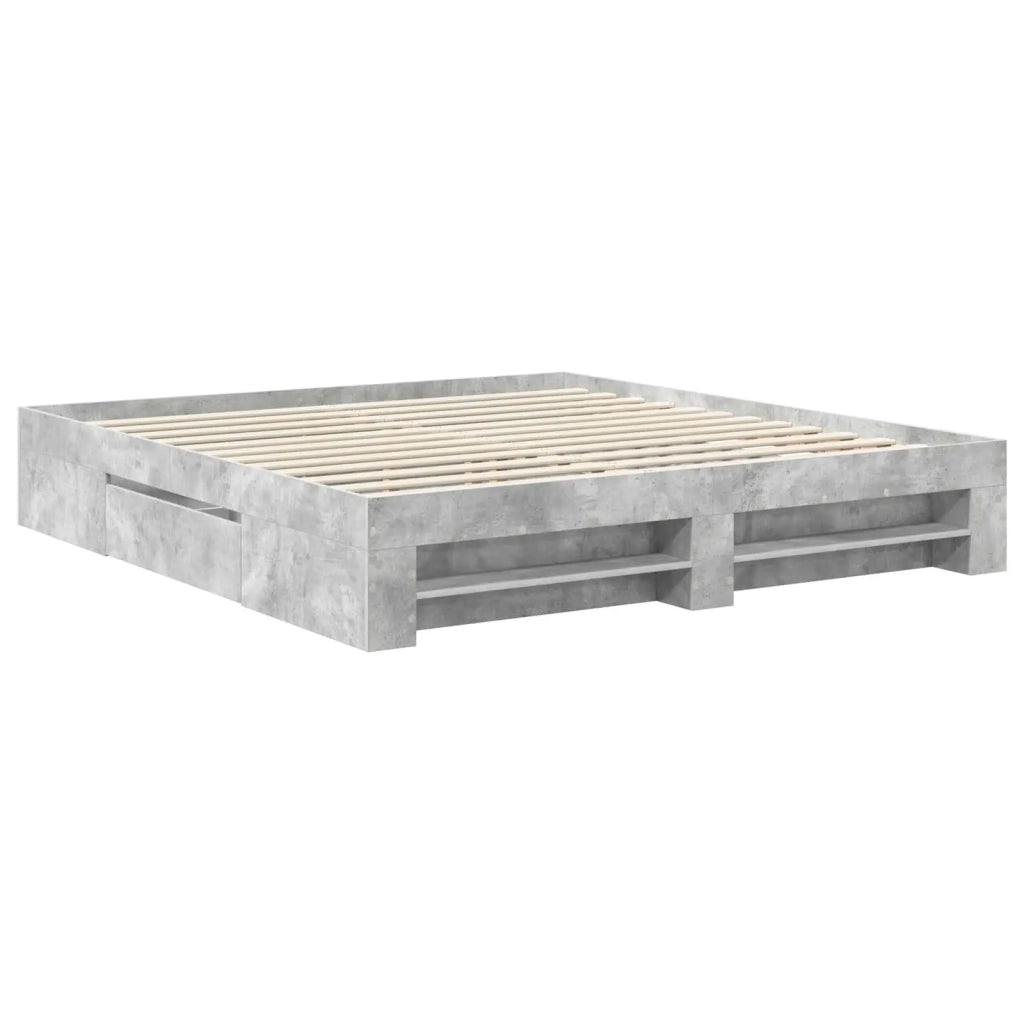 Struttura del letto con testiera Grigio cemento 200 x 200 cm