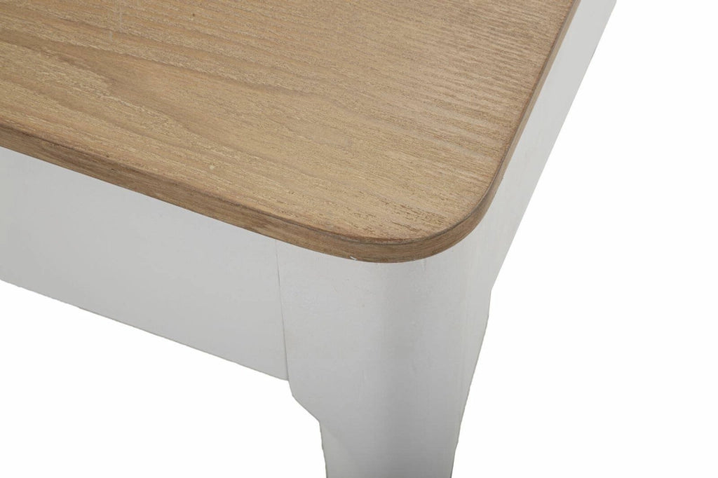 Tavolo fisso Dindga, Ripiano da cucina, Consolle per sala da pranzo, Ripiano rettangolare fisso, 180x60 h80 cm, Bianco e Marrone