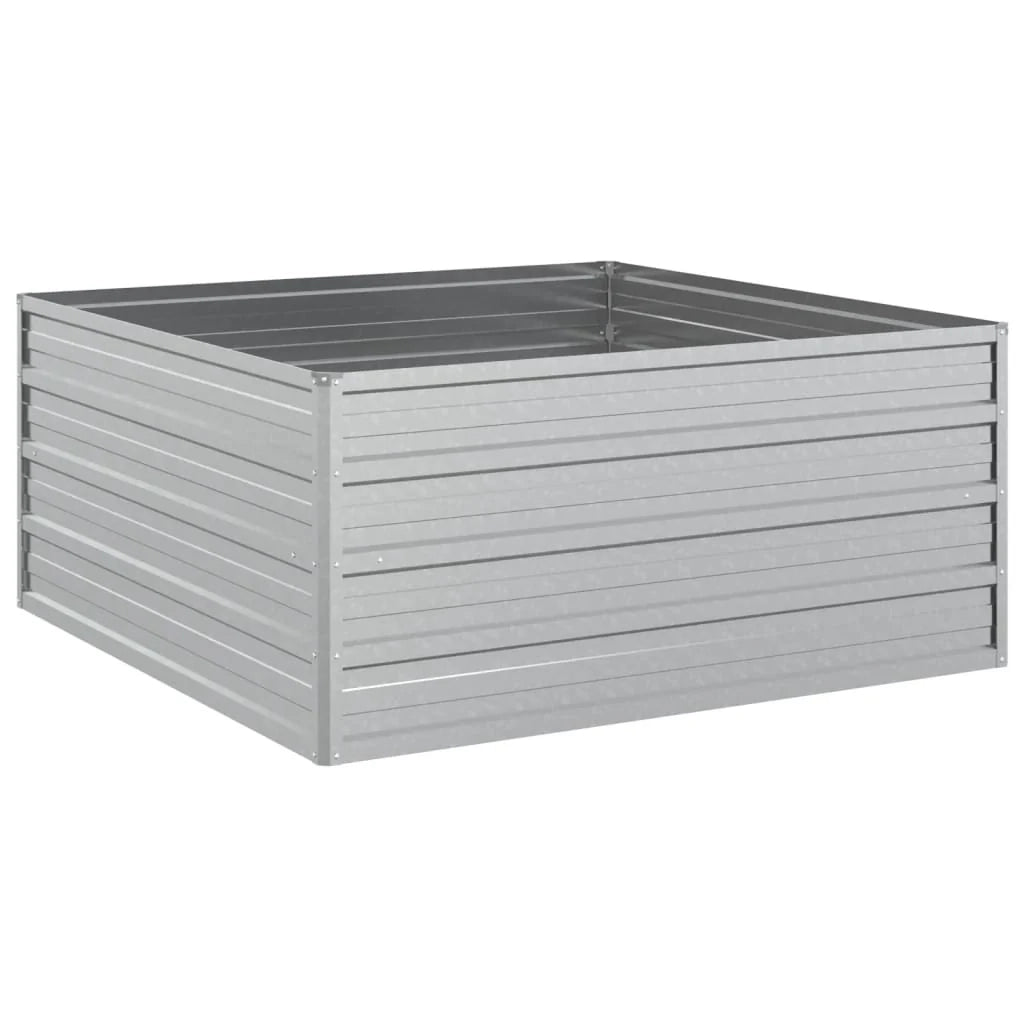 Fioriera rialzata per piante fiori patio giardino 100 x 100 x 45 cm acciaio zincato argento 02_0039293