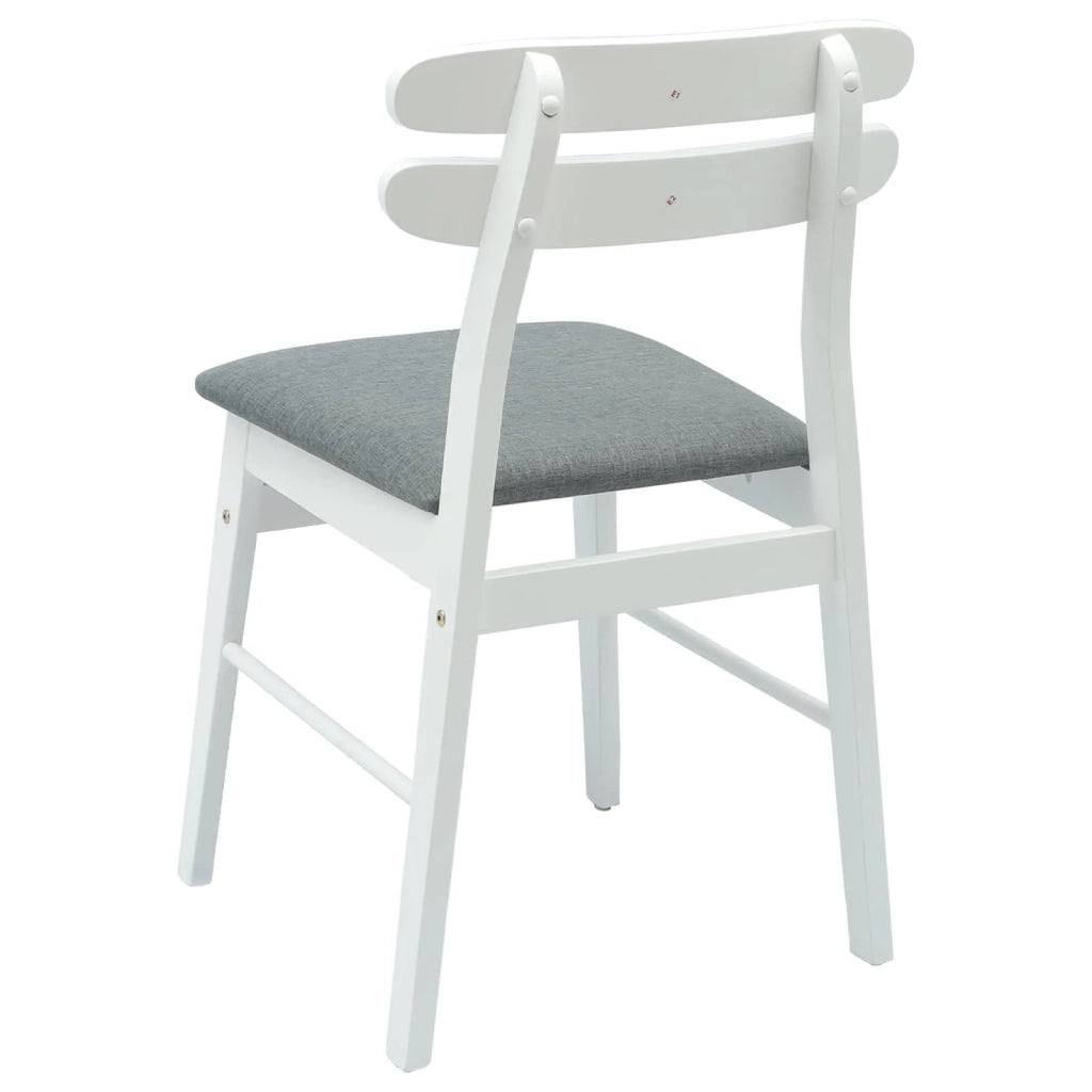 Sedia da pranzo 2 pcs Bianco e Grigio Legno di gomma solido