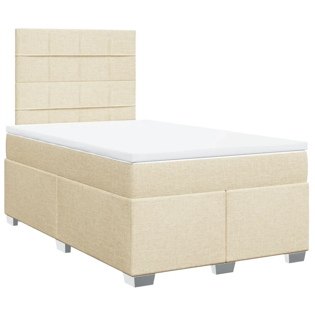 vidaXL Giroletto a Molle con Materasso Crema 120x190 cm in Tessuto