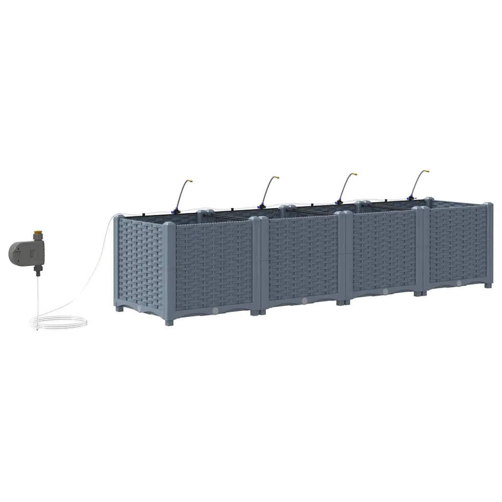 Vaso da giardino 4 pz-Set di 4 Fioriera da Esterno-Contenitore per Piante Grigio Chiaro Acciaio 535281