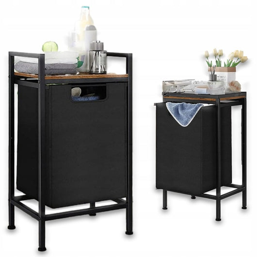 Cesto della biancheria con misure 72x33x50 cm, colore nero, capiente e pratico.