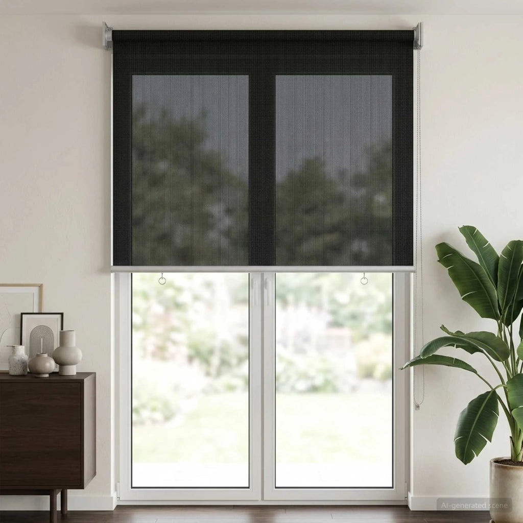 Tenda a Rullo Esterno Blocco UV 90% Nero 80 x 230 cm HDPE 42036078