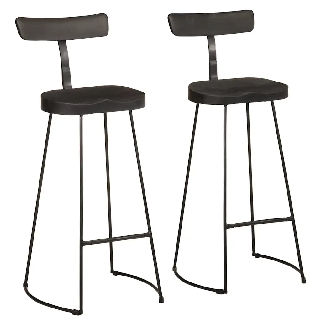 Sgabelli da Bar 2 pz Neri 49x43x103 cm Legno Massello di Mango 4013515