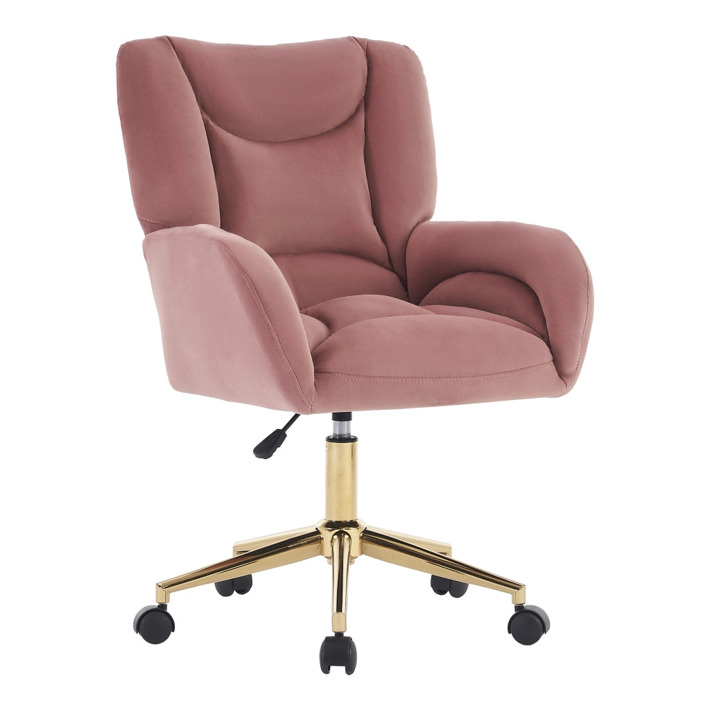 sedia da ufficio girevole regolabile in altezza con ruote a 360Â° design ergonomico in velluto rosa