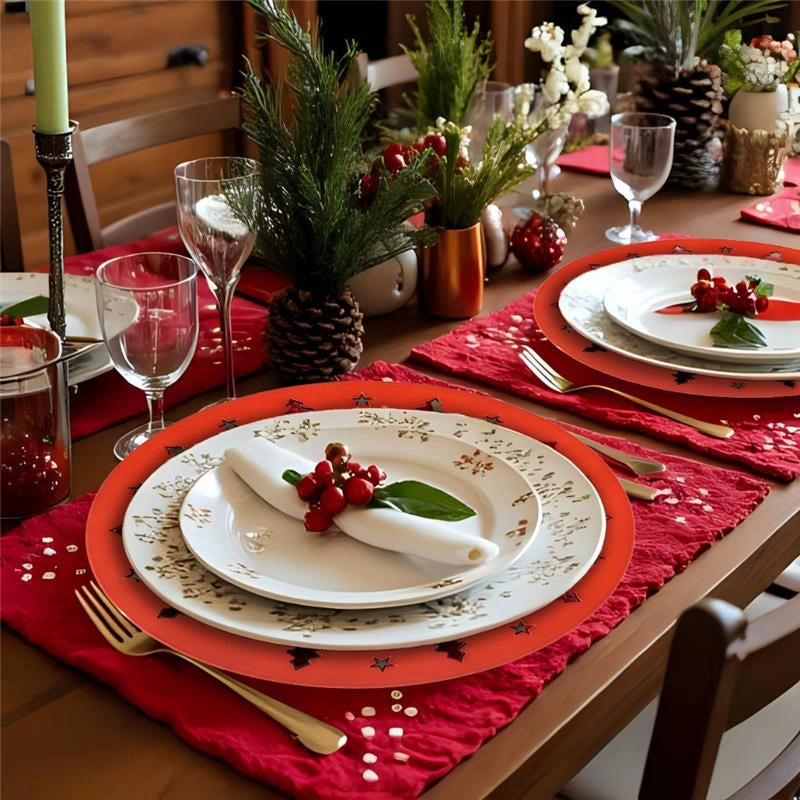 MA MAISON SET 6PZ SOTTOPIATTO CON ALBERI DI NATALE COLORE ROSSO - DIAMETRO 33 CM