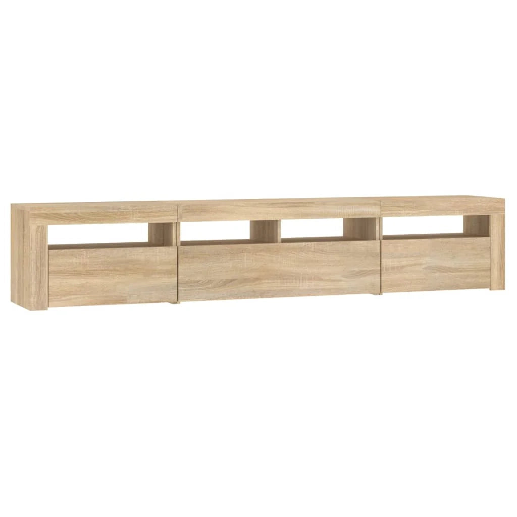 Mobile TV multimediale mensola TV credenza mobile TV per sala da pranzo soggiorno camera da letto con luci LED rovere Sonoma 210 x 35 x 40 cm marrone 02_0026769