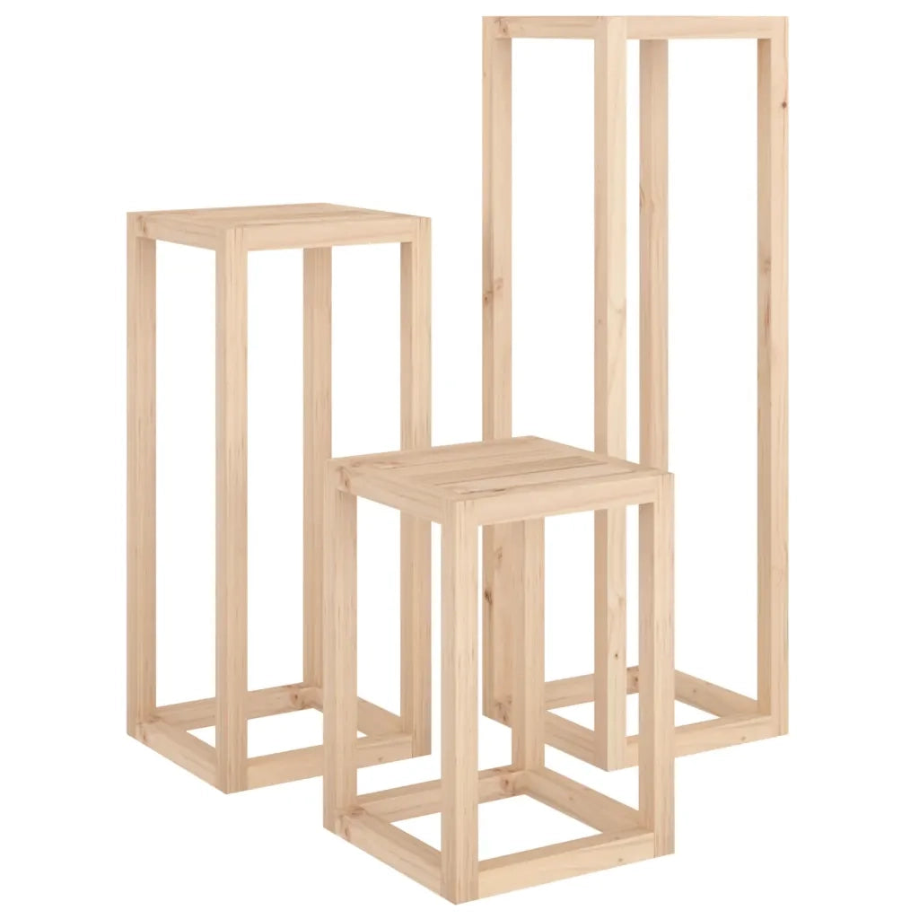 Set Supporti per Piante 3 pz in Legno Massello di Pino cod mxl 73466