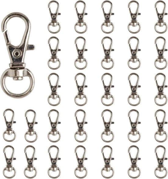 Set di 30 chiusure a forma di chiave in metallo a forma di chiave a giroscopio con lanyard in argento per attrezzi da tasca
