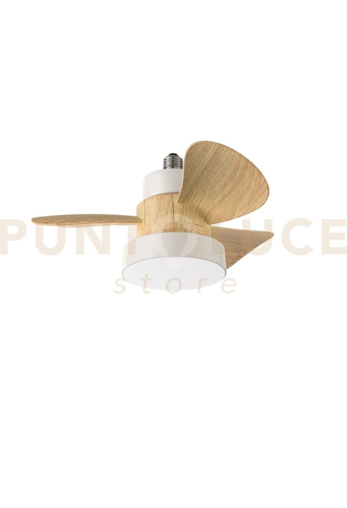 EDDY VENTILATORE LED 15W CCT 3000K 4000K 6000K 1125Lm CRI?97 220-240V 50/60Hz CON TELECOMANDO BIANCO CON PALE NOCE CHIARO DIMMERABILE