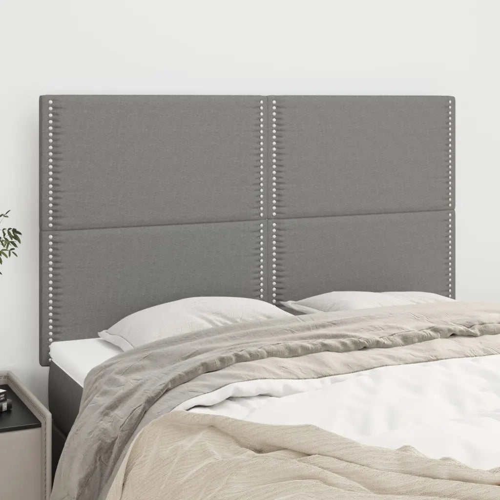 Testiera-Testata Decorativa Grigio Scuro 144x5x118/128 cm Tessuto 564102