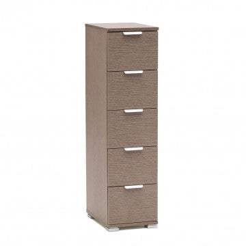 Cassettiera 5 Cassetti Rovere Grigio - Dimensioni: cm 27 x 38 x 103 h