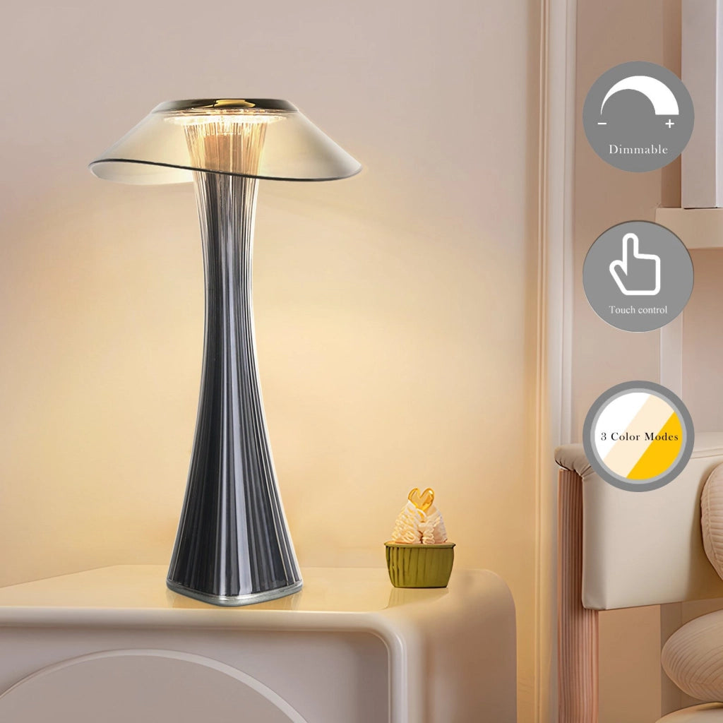 ZMH Lampada da Tavolo LED Ricaricabile USB Grigia Dimmabile 3 Luci Moderna per Comodino