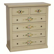 Cassettiera 6 cassetti in legno shabby avorio anticato decorato 86x40x96 - Mobili 2G