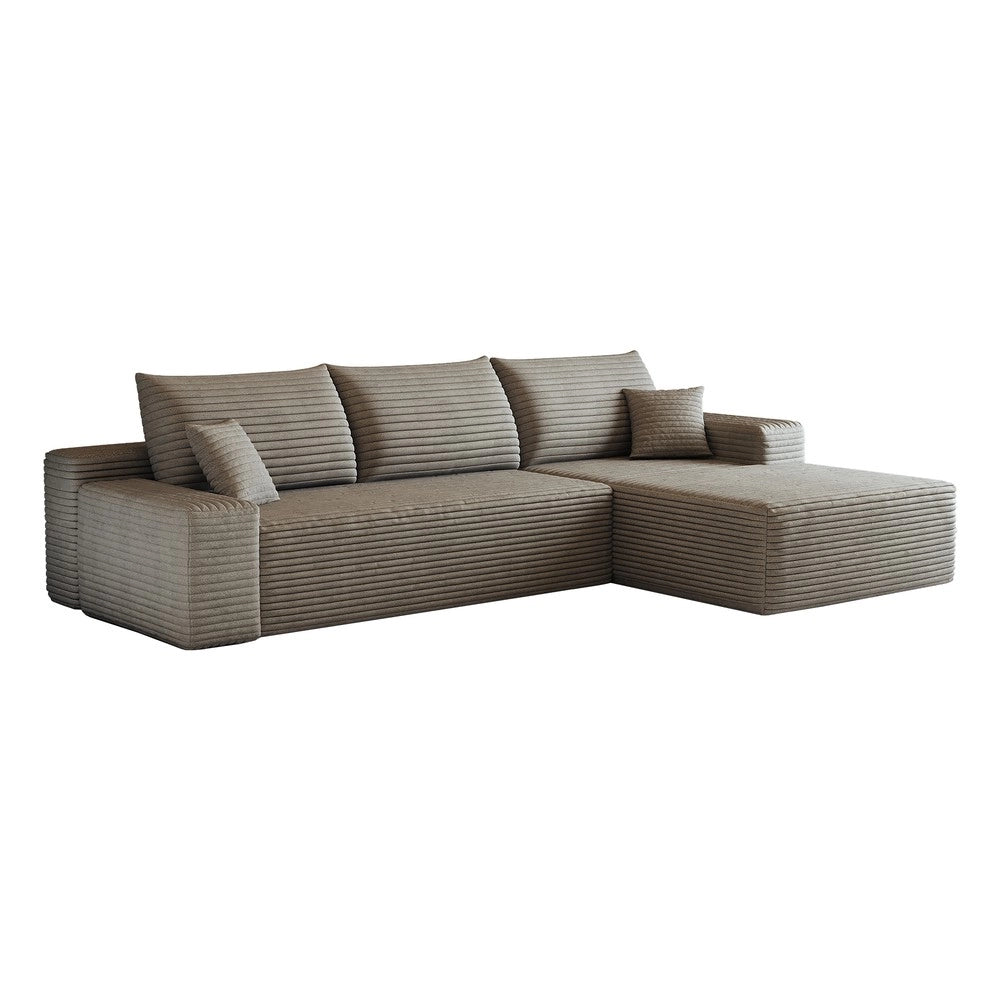 Divano angolare con Chaise Longue ¨C Minimal ¨C velluto cammello 270cm