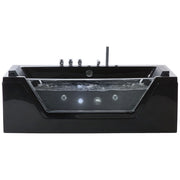 Massaggio Punti Bagno Nero Argento con LED Sanitario Acrilico e Vetro Singolo 174 x 79 cm