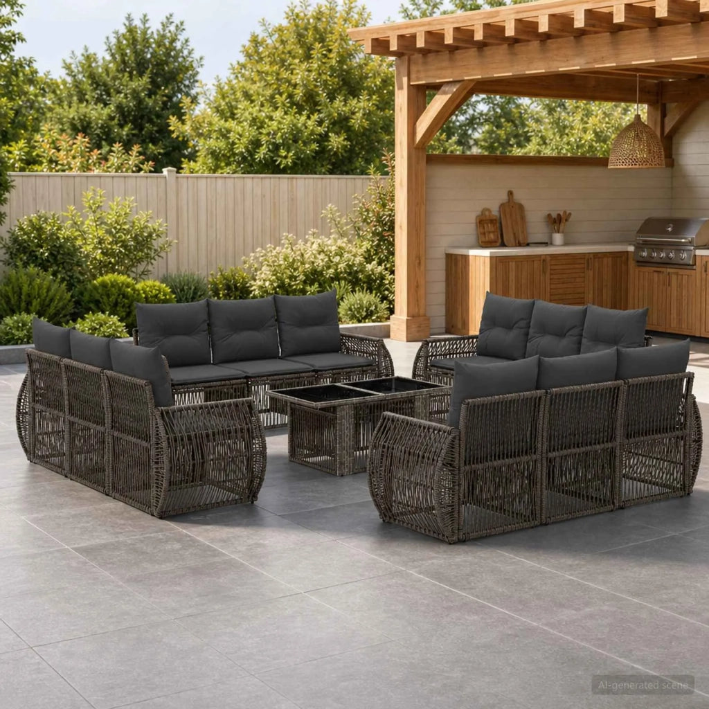 Set Divano da Giardino 13 pz Grigio e Grigio Scuro polyrattan 3436919