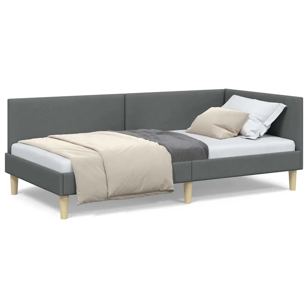 vidaXL Cornice del letto ad angolo Altro Grigio scuro 90 x 200 cm