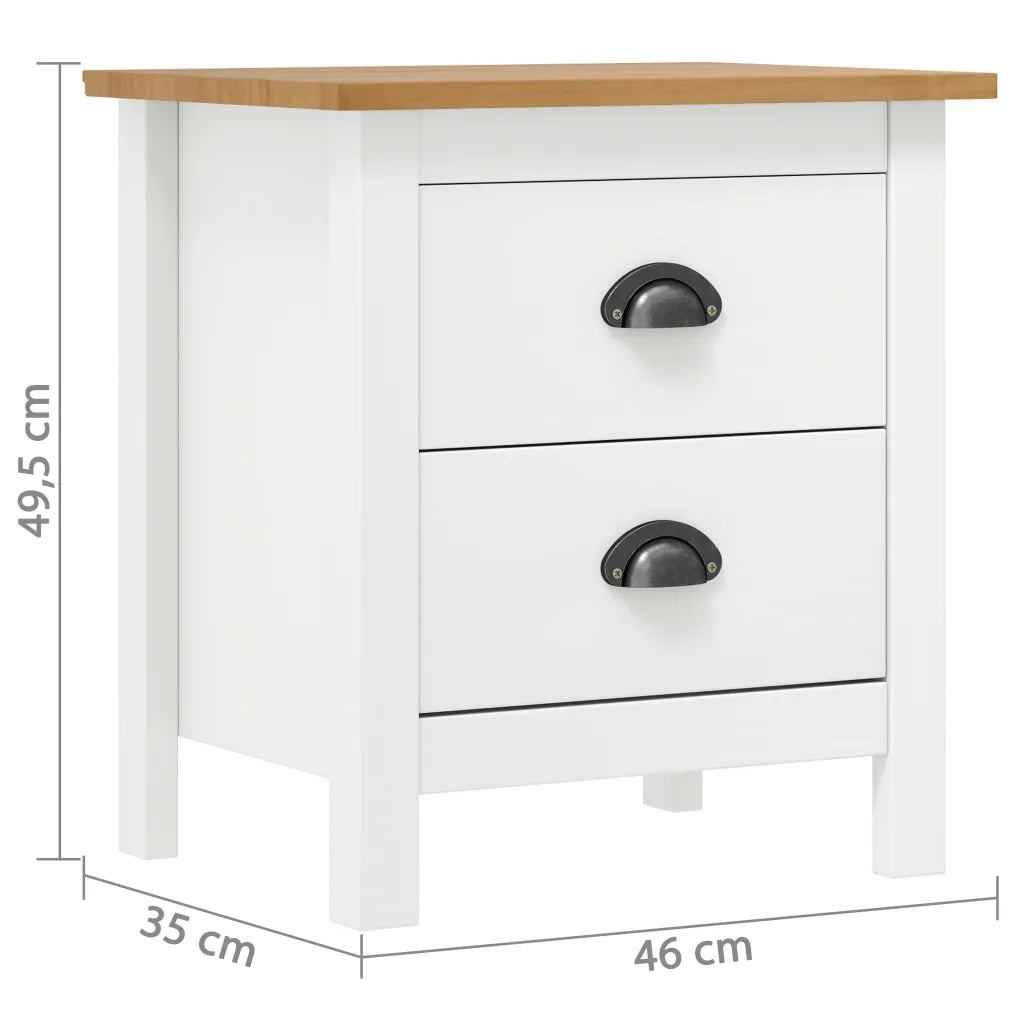 Comodino Hill Bianco 46x35x49,5 cm Legno Massello di Pino 288906